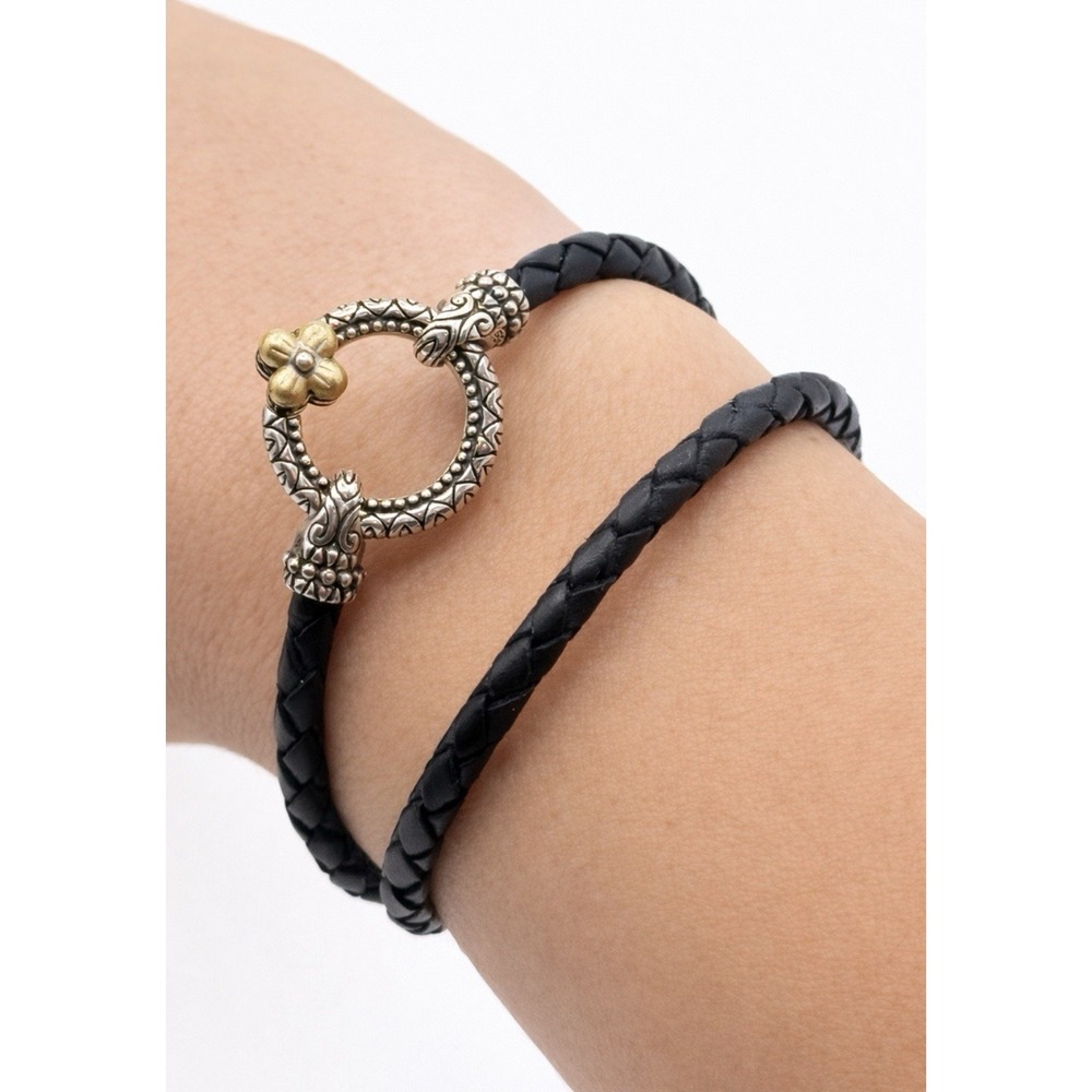 Chic Black Braided Bracelet with Silver Clasp